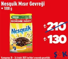 NESQUİK MISIR GEVREĞİ 1 KG fiyat ve kampanya bilgisi